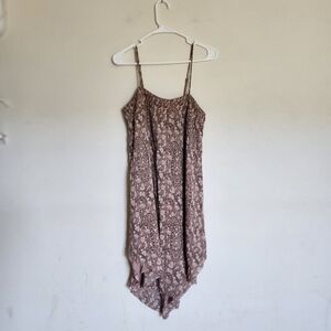 Gentle Fawn Chanterelle Print Spaghetti Strap Curved Hem Dress size XS